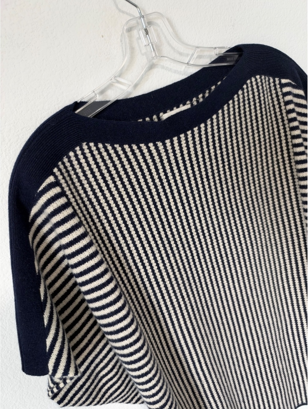 Club Monaco 100% Cashmere Striped Blue/White Short Sleeve Poncho Sweater Size S - Picture 3 of 7